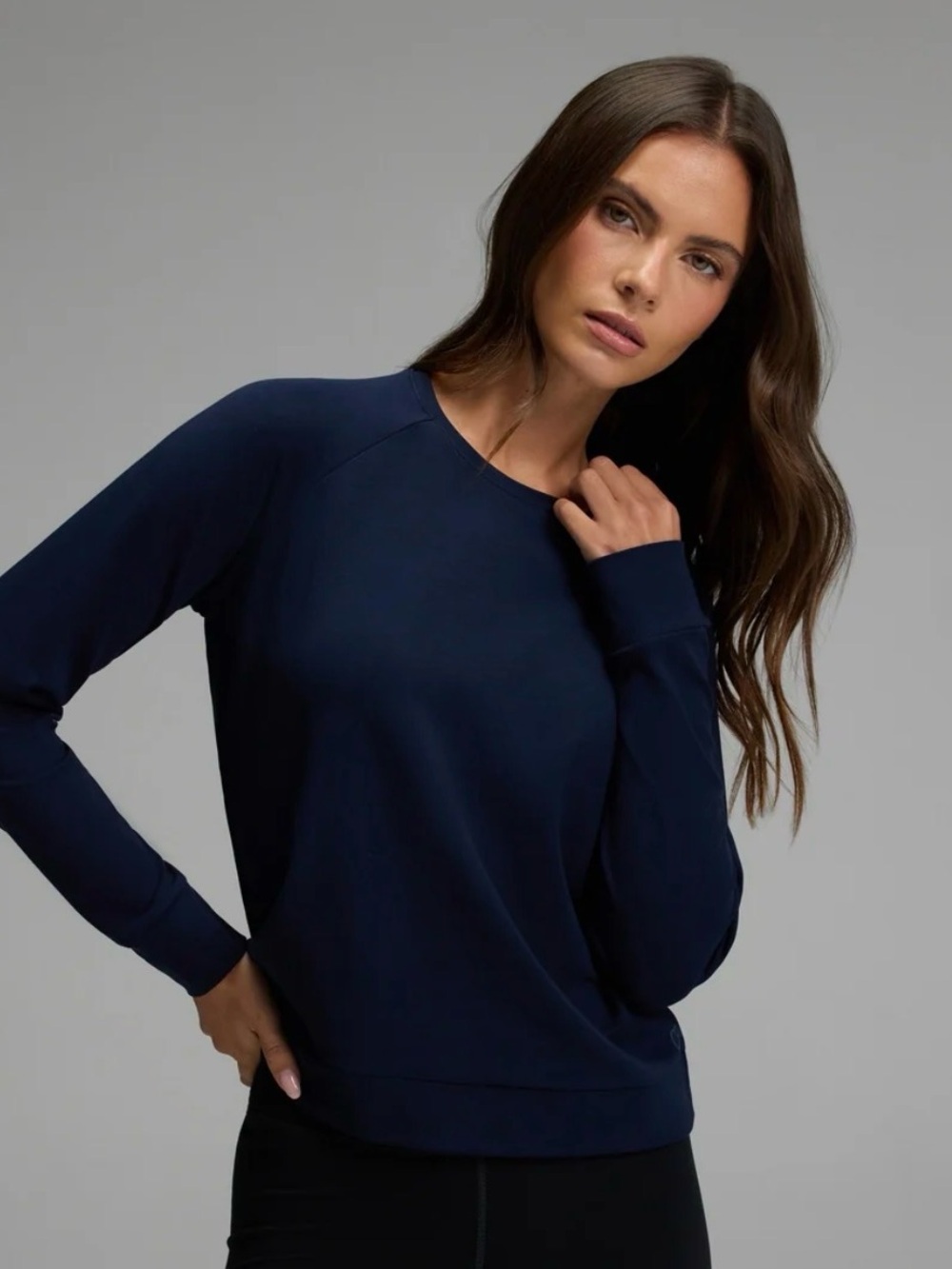 Cozy Earth Brushed Bamboo Blue Crewneck Pullover XS